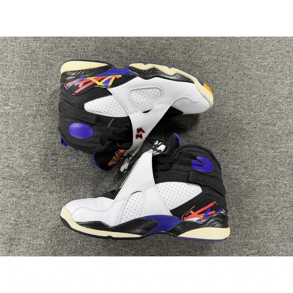 Jordan Air Jordan 8 Retro Three Peat Shoes Mens 10 White Basketball 305381 142